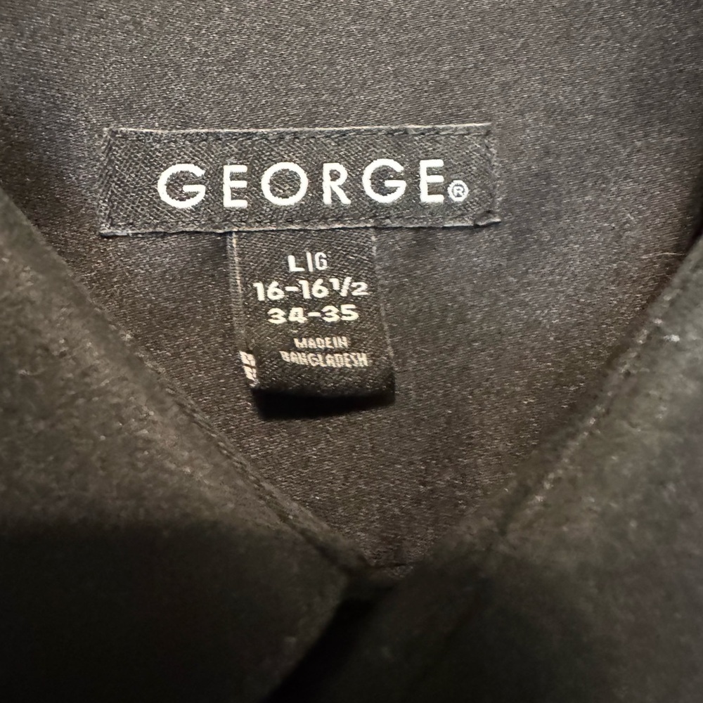 George Black Satin Long-Sleeve Dress Shirt - Picture 4 of 4